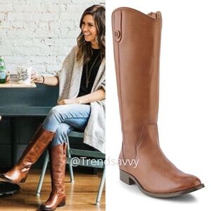 Frye Marissa Medallion Cognac Leather Tall Riding Boots 5.5M NWT
